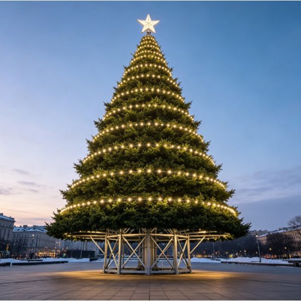 Tour d'arbre de Noël géante avec étoile