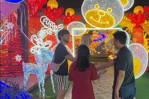 Visiting the lantern exhibition hall Visiting the lantern exhibition hall