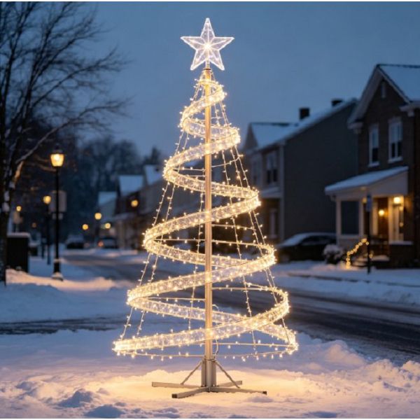Arbre de Noël en spirale extérieur avec lumières