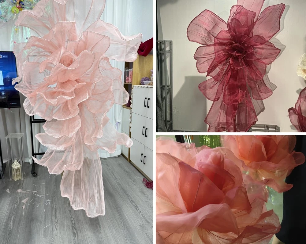 China Supplier Organza Flowers Wedding Background Decor China Supplier Organza Flowers Wedding Background Decor